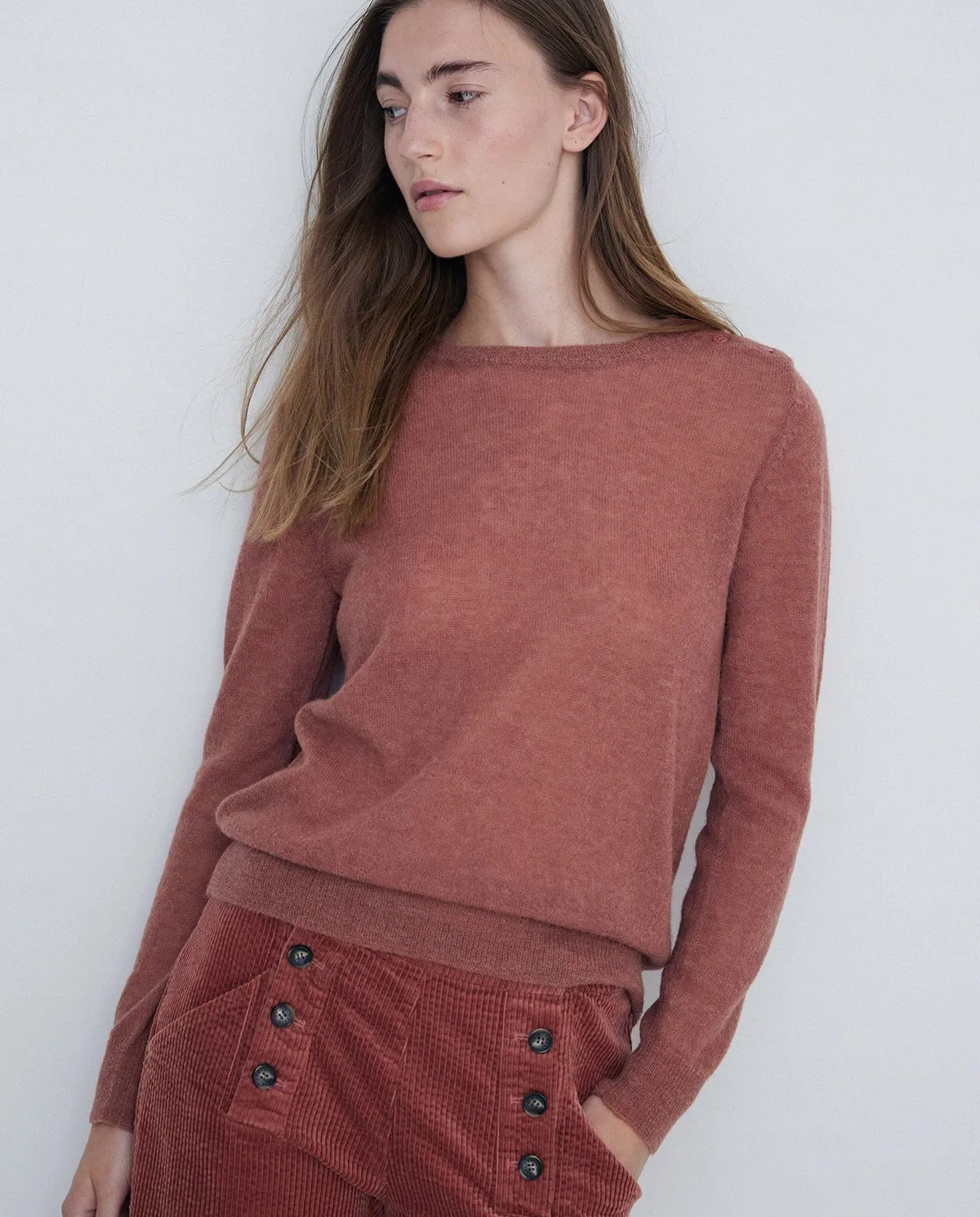 Alpaca & Merino light sweater in terracota by YERSE