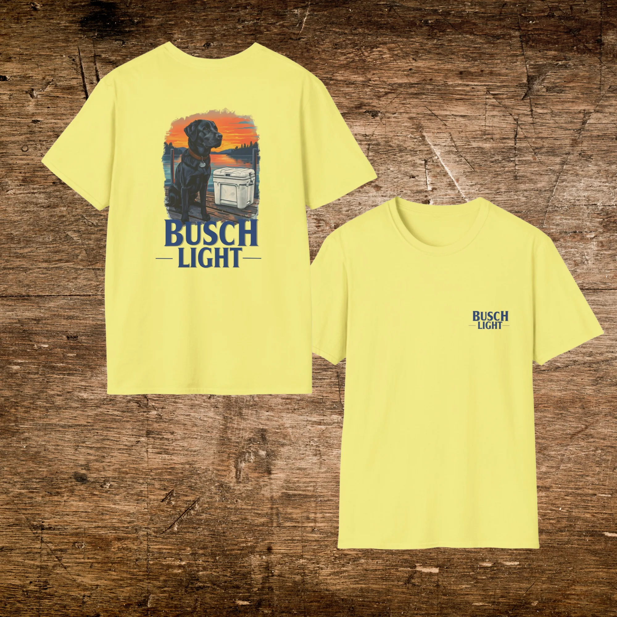 Busch Light Black Lab Lake Sunset Softstyle Graphic T-Shirt