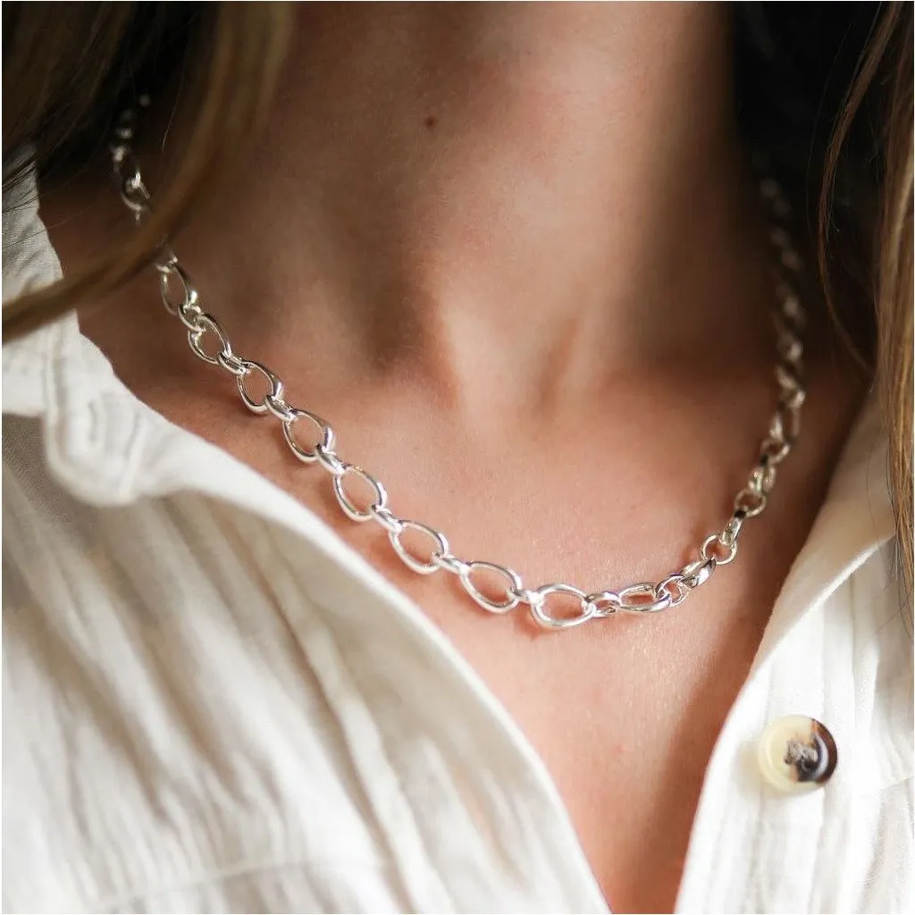 Egerton Sterling Silver Raindrop Link Necklace