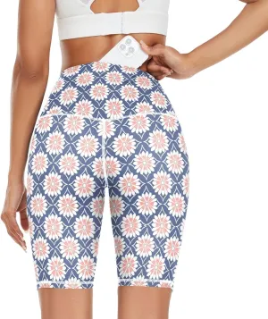 Flat Geometric Pattern Rosette Pattern Yoga Leggings for Women Butt Lifting Soft High Waist Compression Leggings for Women mallas para Mujer Cintura alta Large
