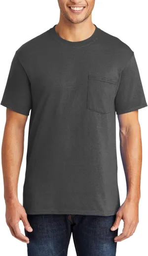 JustBlanks Mens Casual Tall Short Sleeve Tee Shirt Core Blend Crew Neck Pocket Tees for Men
