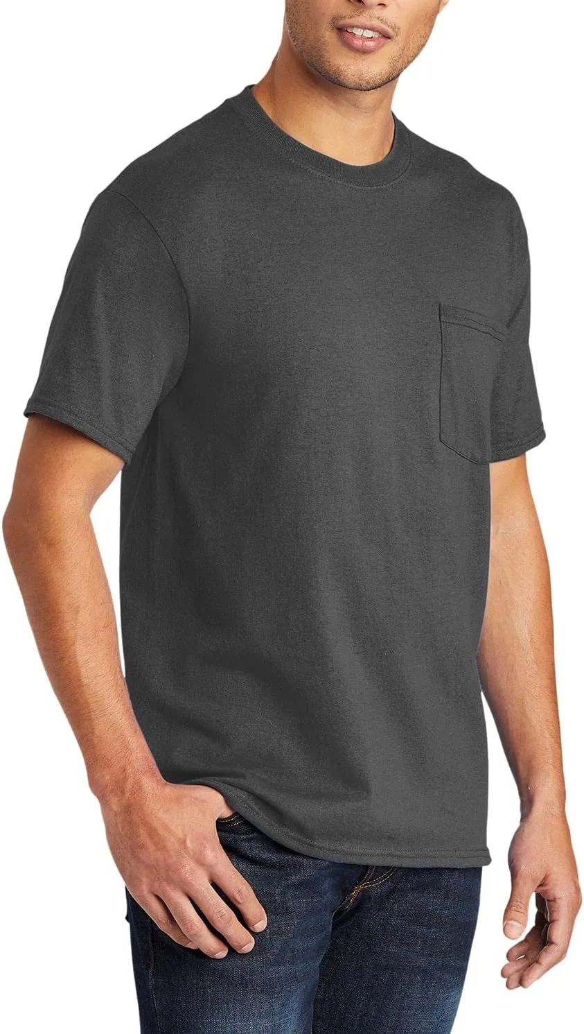 JustBlanks Mens Casual Tall Short Sleeve Tee Shirt Core Blend Crew Neck Pocket Tees for Men