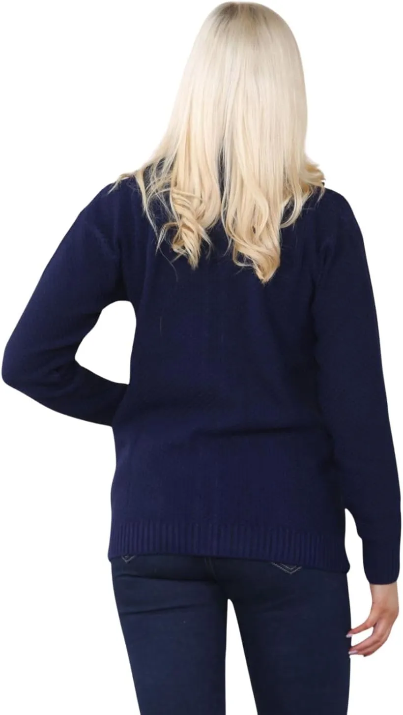 Ladies Long Sleeve Zipper Collared Knitted Cable Womens Jumper Knitted Sweater Pull Over Jumper Top Knit Warm