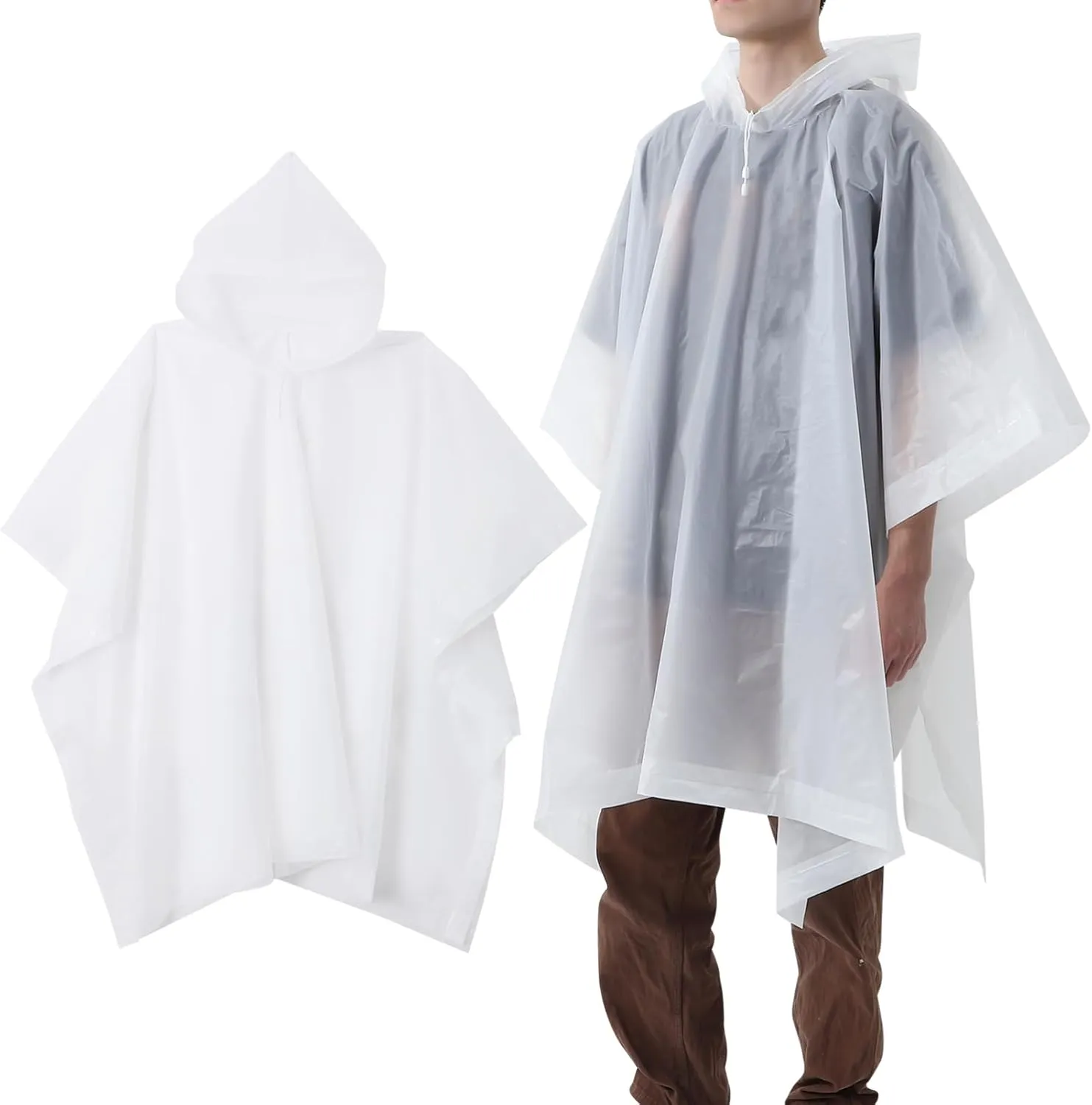 LIFKOME Men's Raincoat with Hood Reusable Rain Poncho Windproof and Waterproof Jacket for Adults Compact for Travel