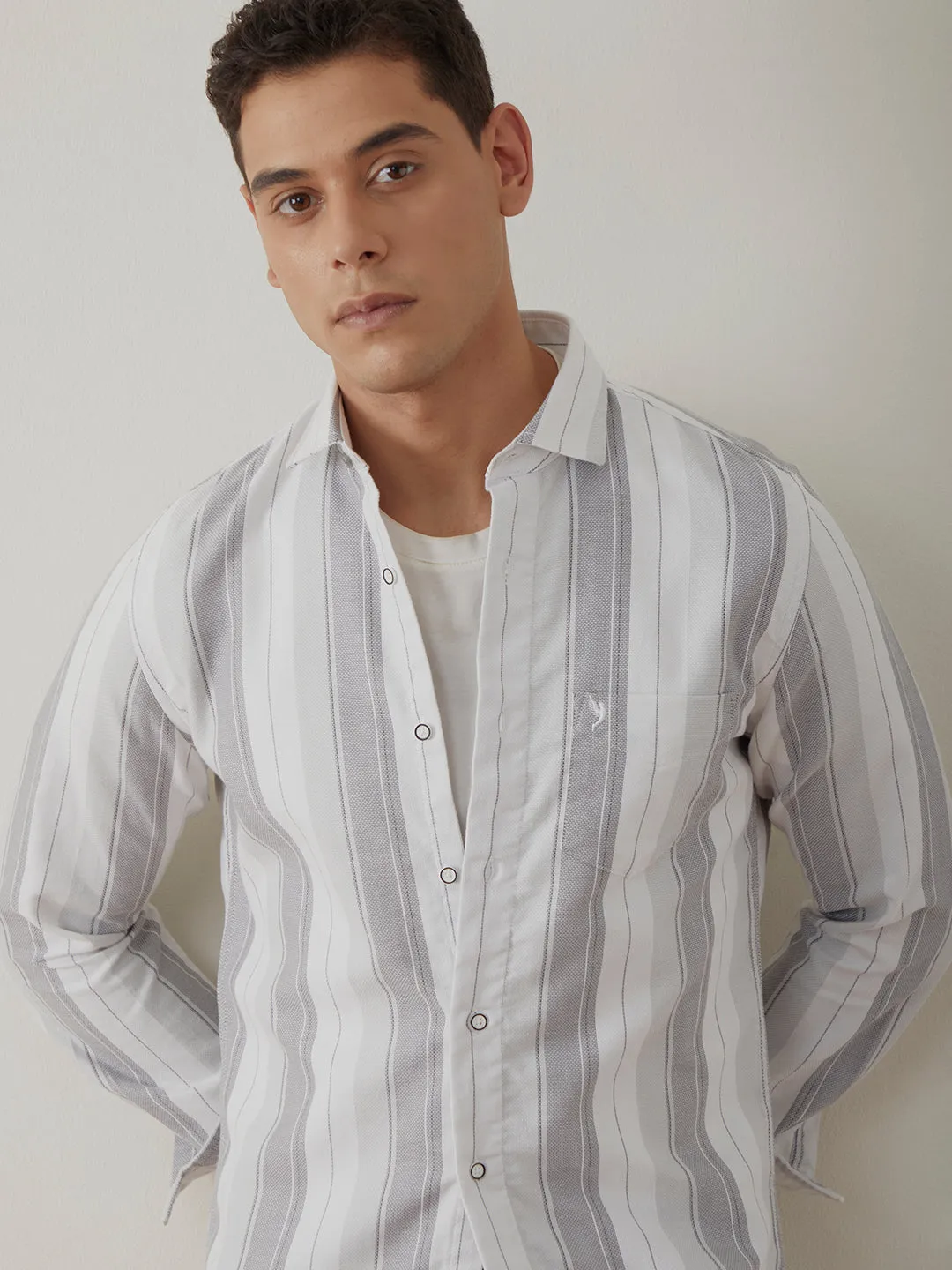 Light Grey Striped Shirt