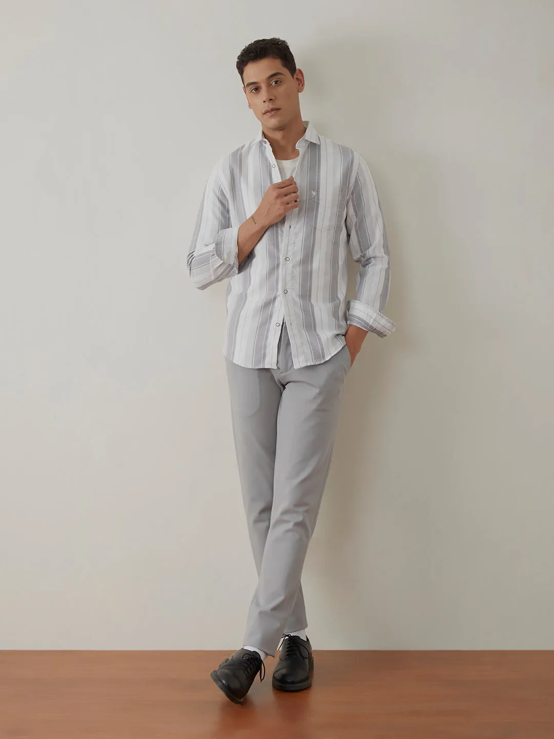 Light Grey Striped Shirt