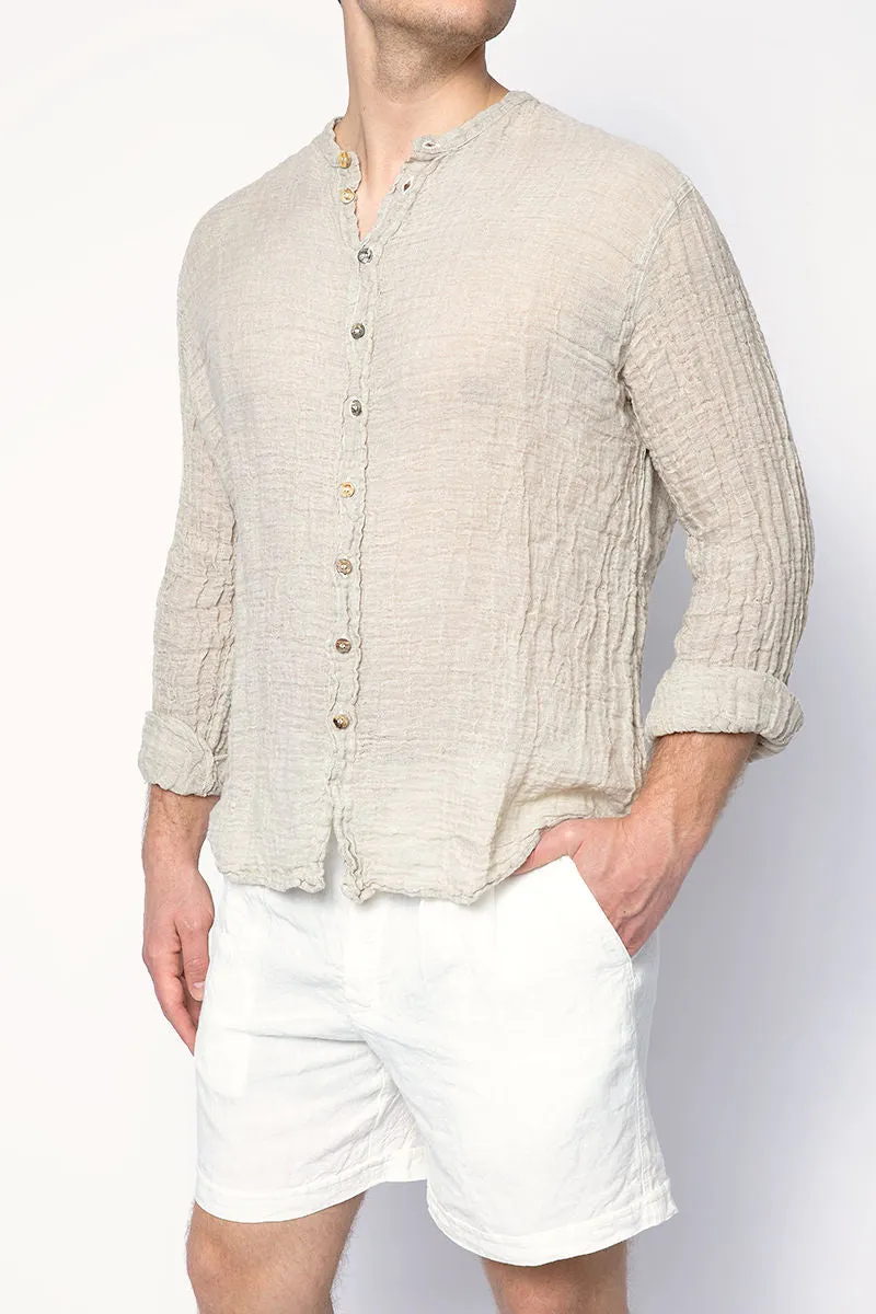 Marco Brushed Linen Shirt in Naturale