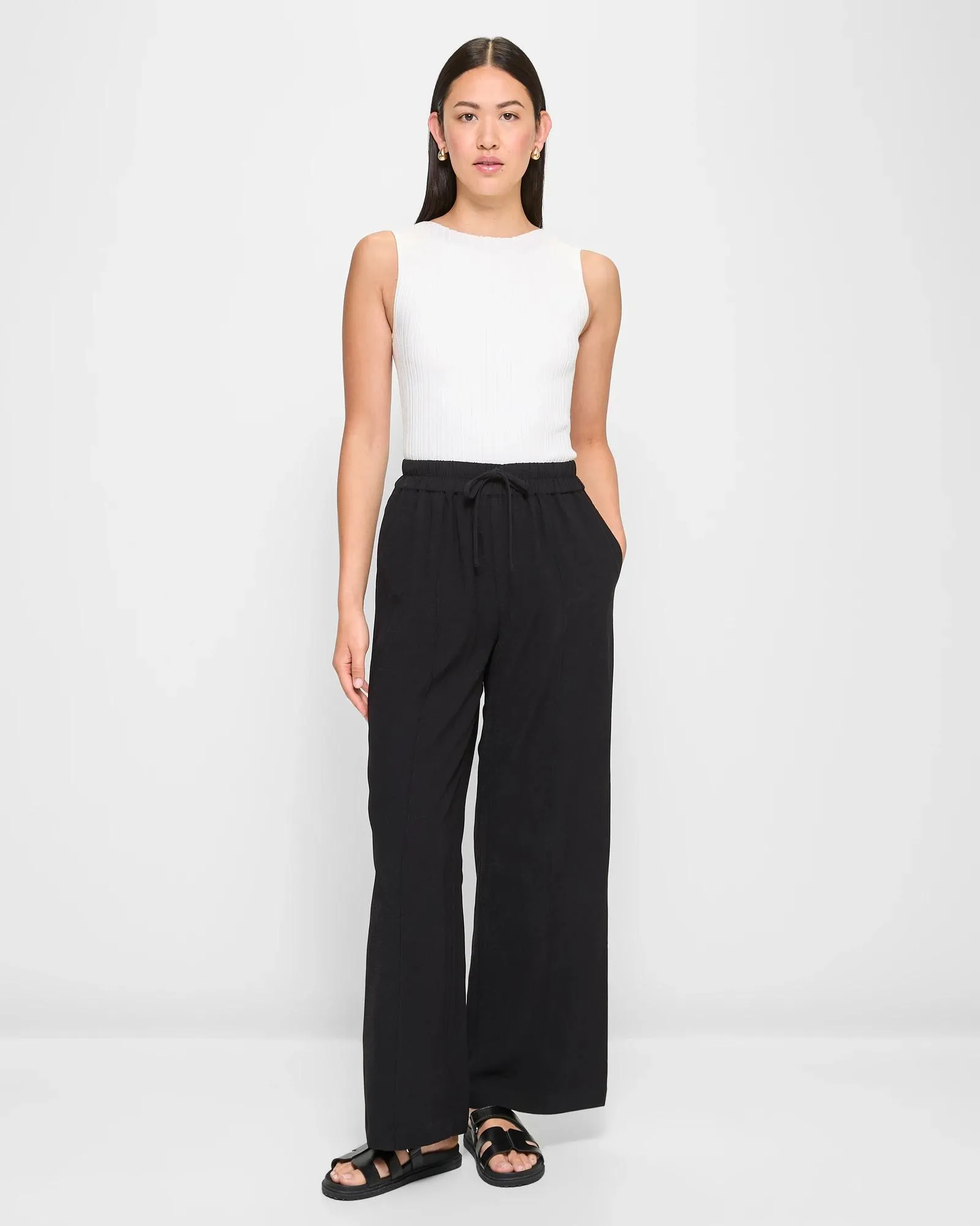 popular  Relaxed Wide Leg Pull On Pants - Preview