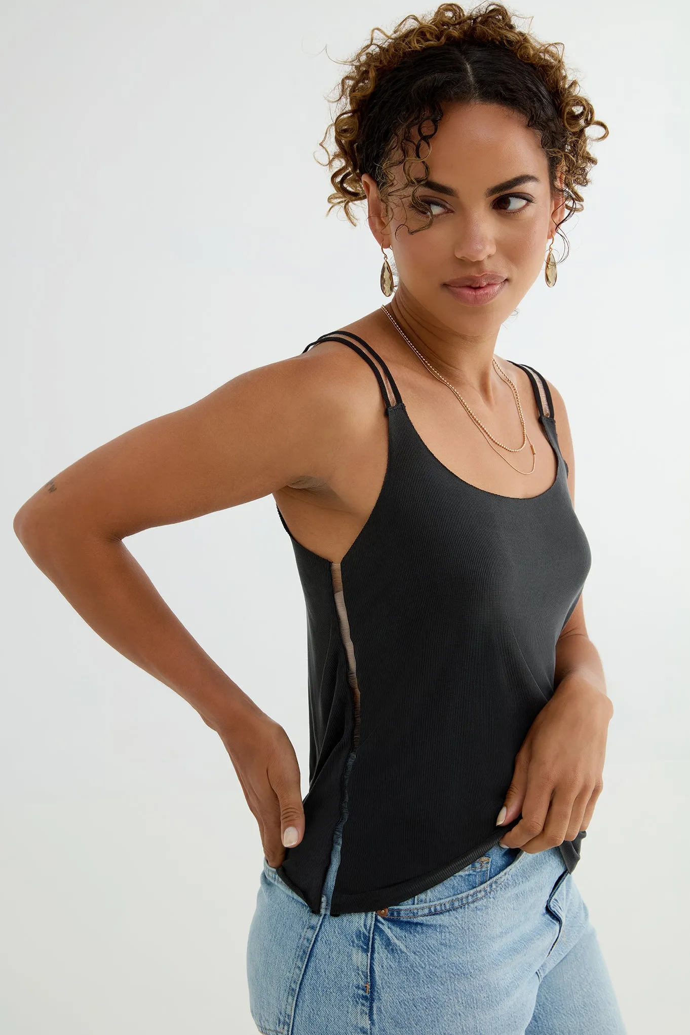 The Foundation Cami: Classic - Slim Rib Cupro - Ink
