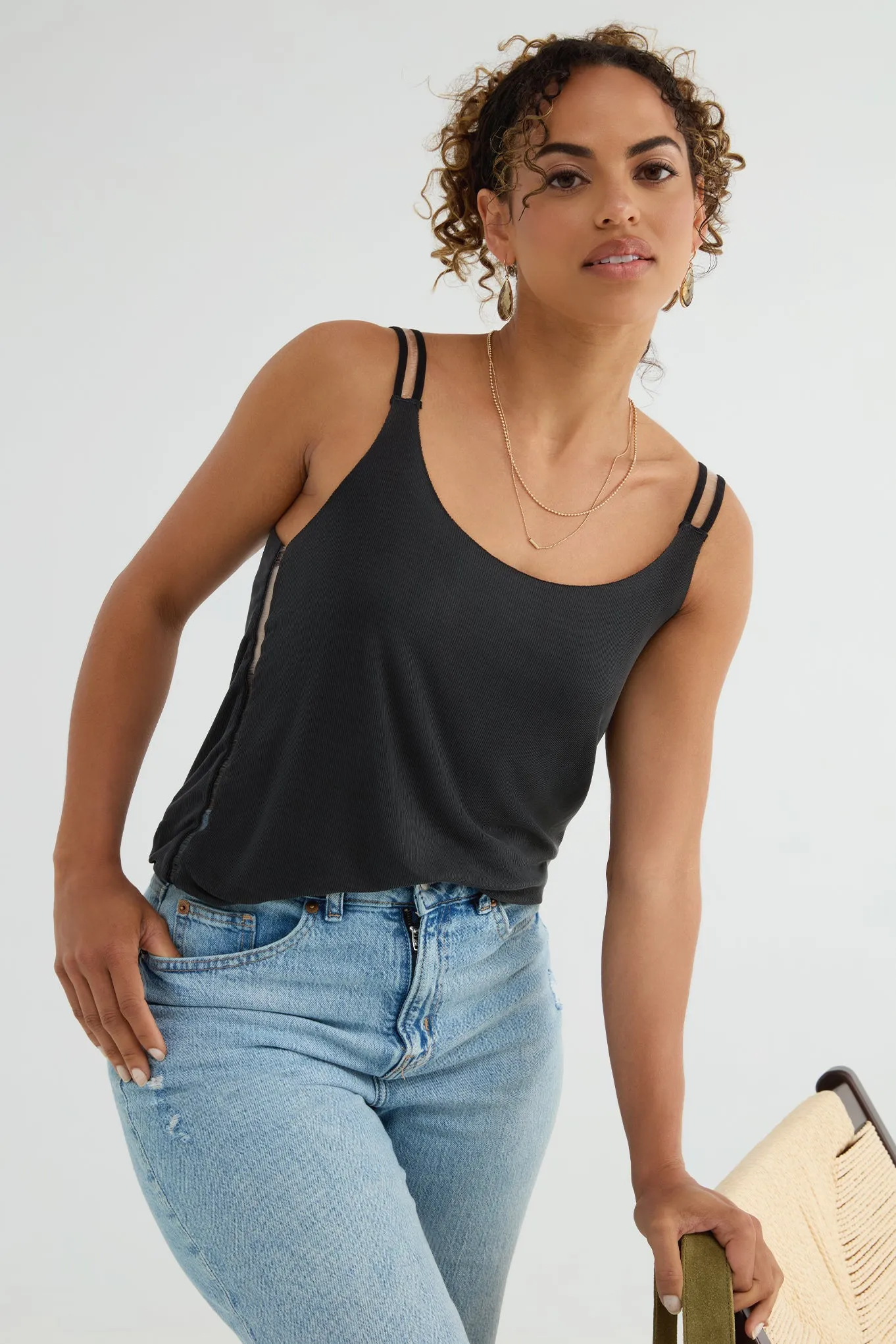 The Foundation Cami: Classic - Slim Rib Cupro - Ink