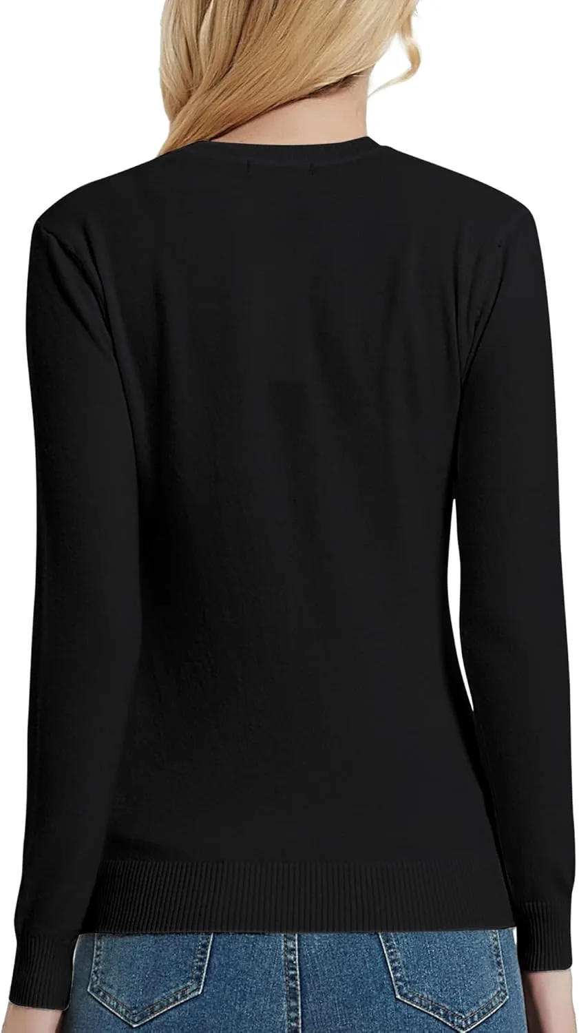 Urban CoCo Women's V Neck Long Sleeve Solid Classic Knit Pullover Sweater Tops