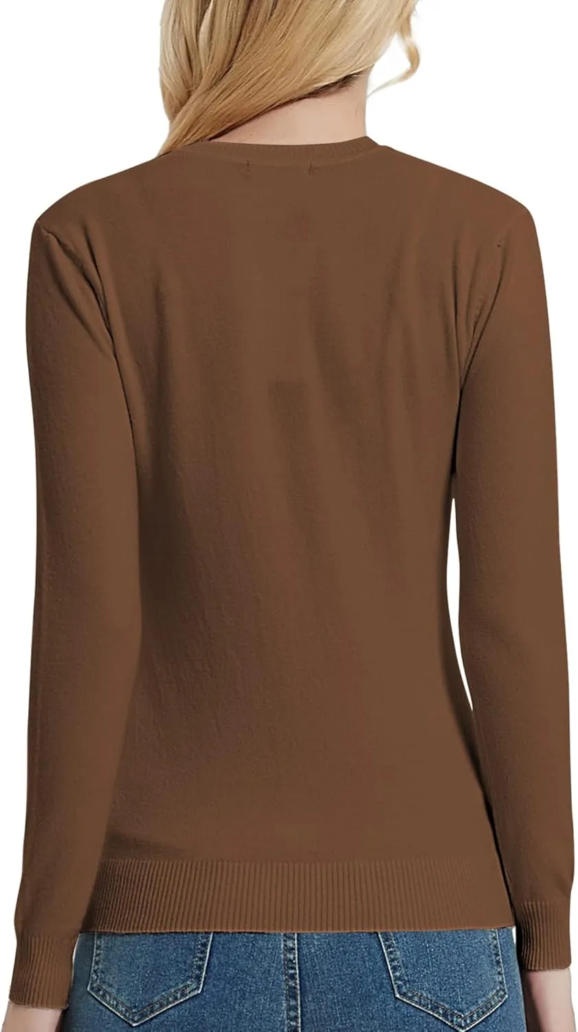 Urban CoCo Women's V Neck Long Sleeve Solid Classic Knit Pullover Sweater Tops