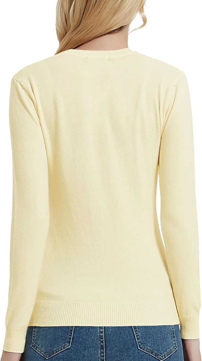 Urban CoCo Women's V Neck Long Sleeve Solid Classic Knit Pullover Sweater Tops