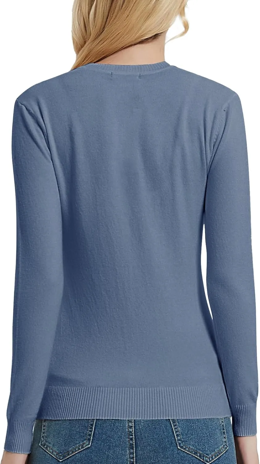 Urban CoCo Women's V Neck Long Sleeve Solid Classic Knit Pullover Sweater Tops