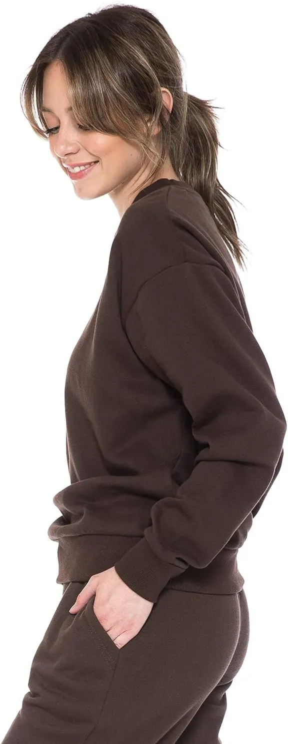 Urban Look Women's Fashion Basic Fleece Lined Crewneck Sweatshirt