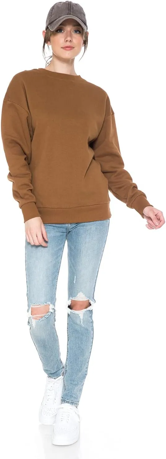 Urban Look Women's Fashion Basic Fleece Lined Crewneck Sweatshirt