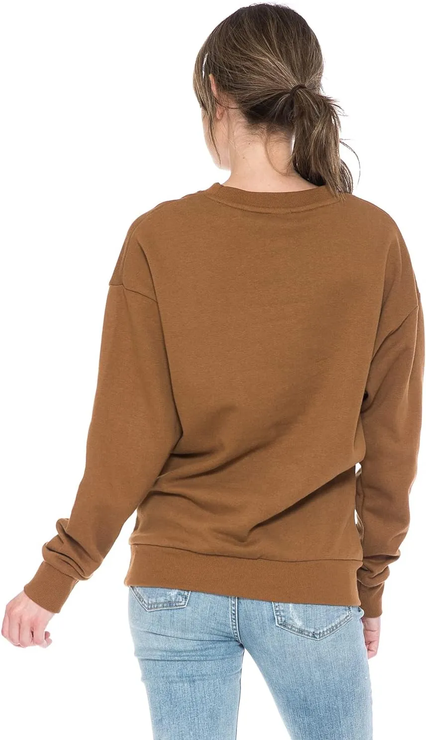 Urban Look Women's Fashion Basic Fleece Lined Crewneck Sweatshirt
