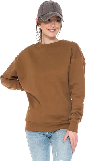 Urban Look Women's Fashion Basic Fleece Lined Crewneck Sweatshirt