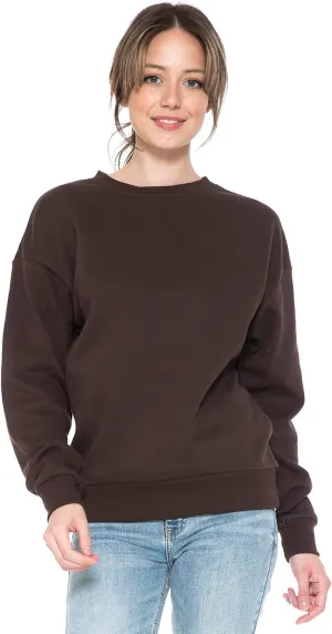 Urban Look Women's Fashion Basic Fleece Lined Crewneck Sweatshirt