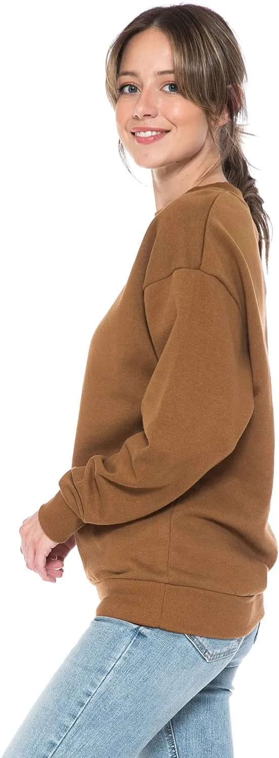Urban Look Women's Fashion Basic Fleece Lined Crewneck Sweatshirt