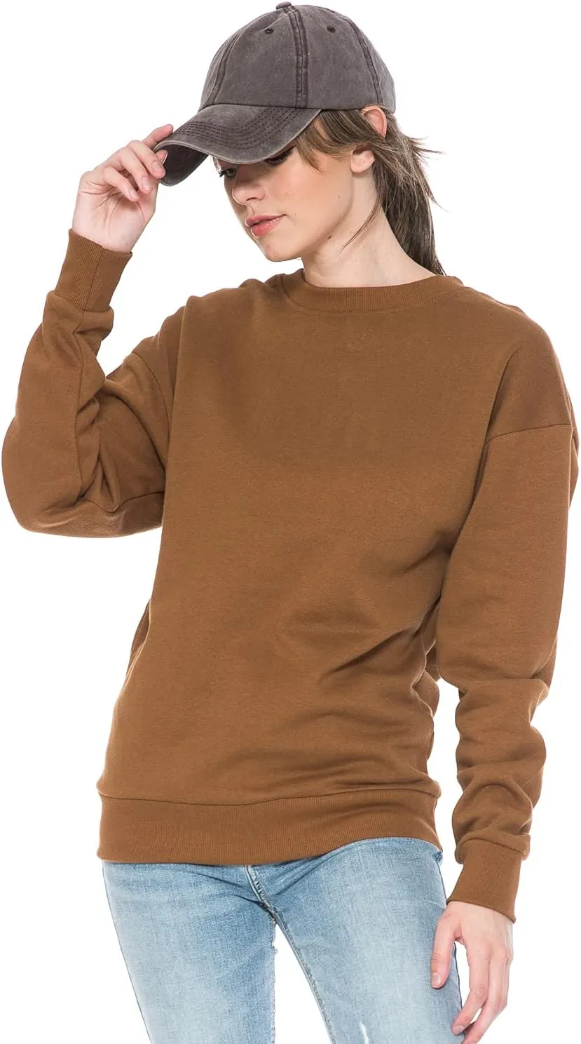 Urban Look Women's Fashion Basic Fleece Lined Crewneck Sweatshirt