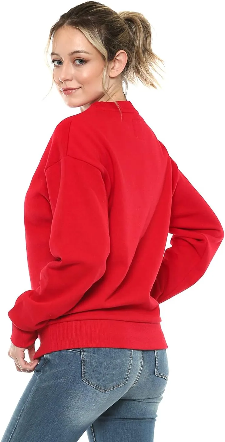 Urban Look Women's Fashion Basic Fleece Lined Crewneck Sweatshirt