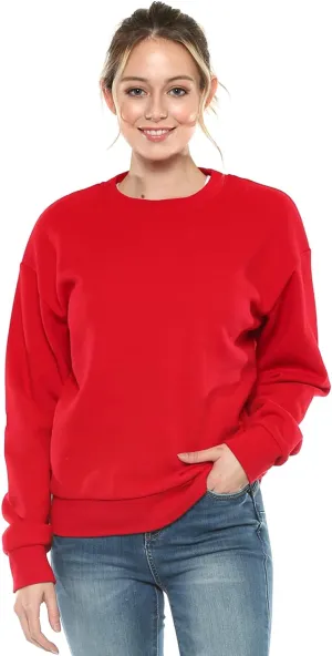 Urban Look Women's Fashion Basic Fleece Lined Crewneck Sweatshirt