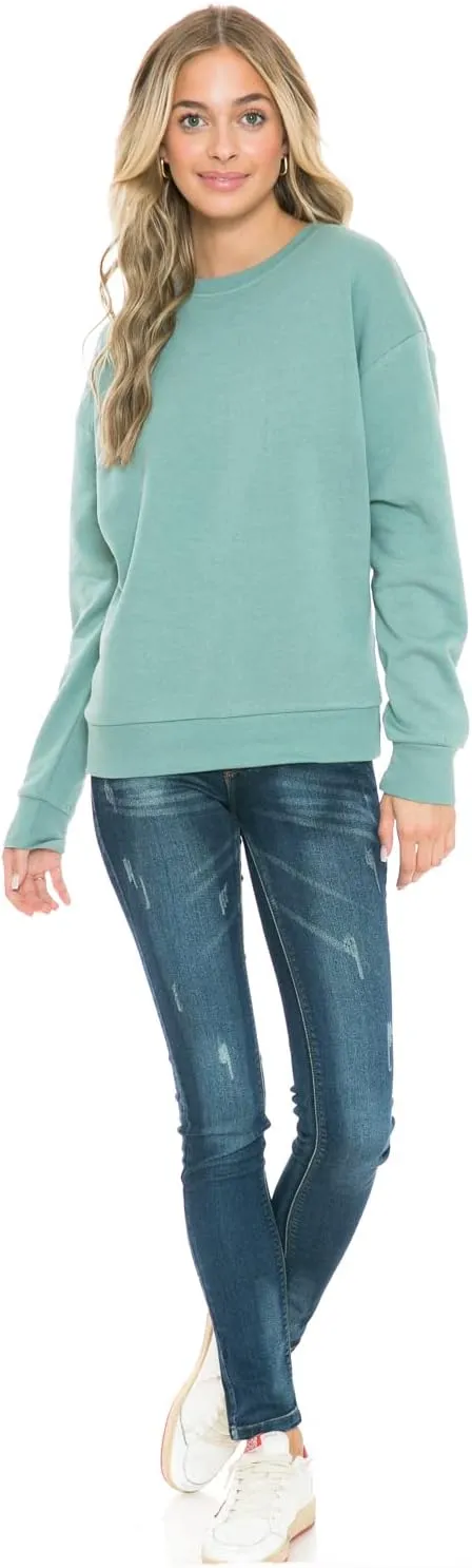 Urban Look Women's Fashion Basic Fleece Lined Crewneck Sweatshirt