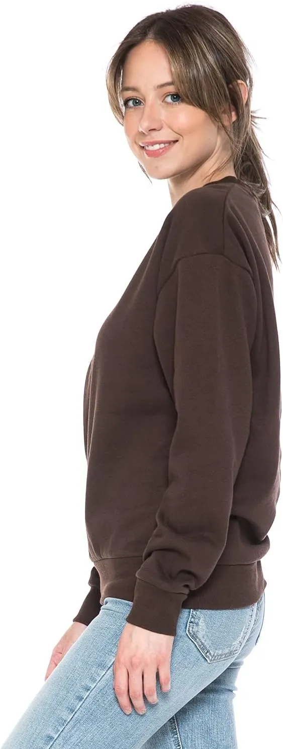 Urban Look Women's Fashion Basic Fleece Lined Crewneck Sweatshirt
