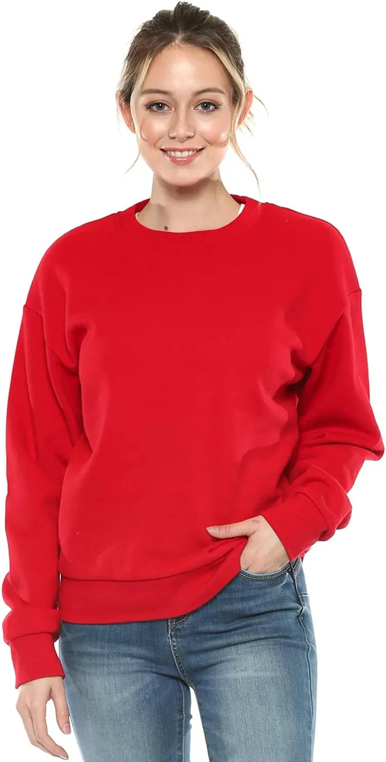 Urban Look Women's Fashion Basic Fleece Lined Crewneck Sweatshirt