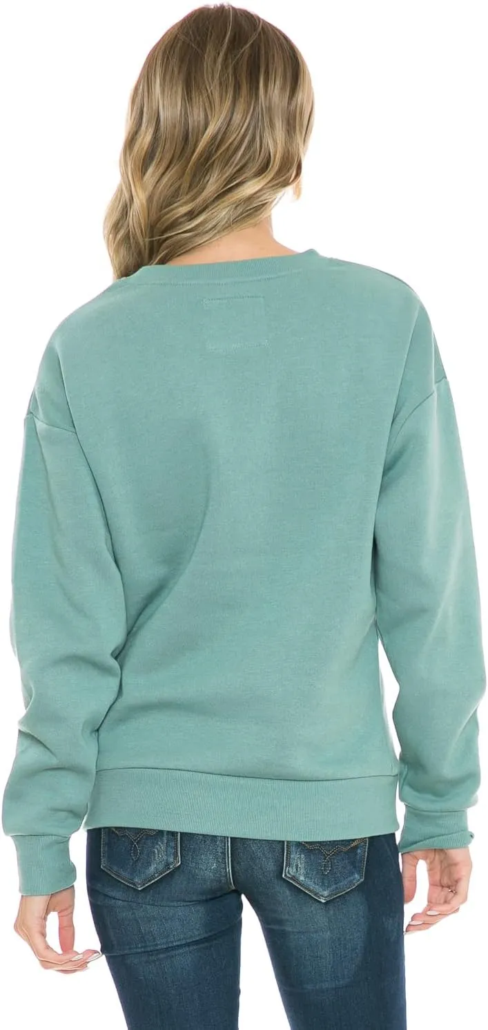 Urban Look Women's Fashion Basic Fleece Lined Crewneck Sweatshirt