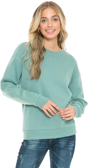 Urban Look Women's Fashion Basic Fleece Lined Crewneck Sweatshirt
