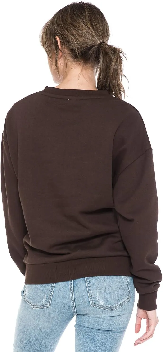 Urban Look Women's Fashion Basic Fleece Lined Crewneck Sweatshirt
