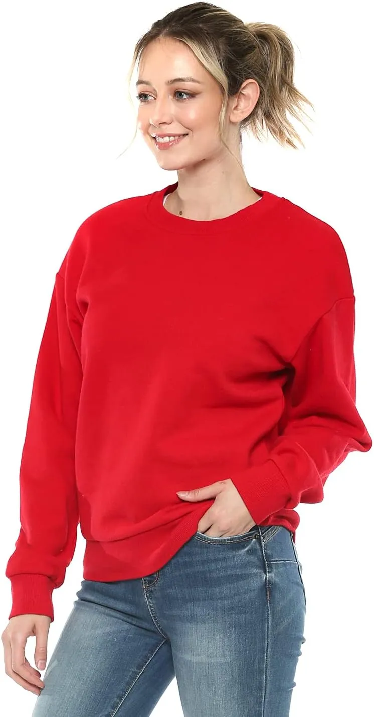Urban Look Women's Fashion Basic Fleece Lined Crewneck Sweatshirt