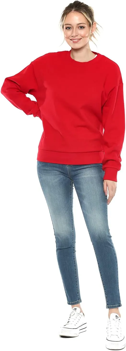 Urban Look Women's Fashion Basic Fleece Lined Crewneck Sweatshirt
