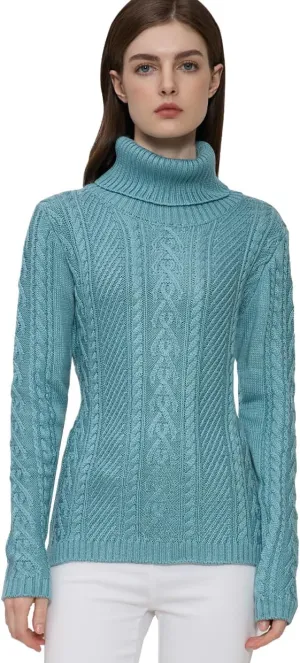v28 Sweaters for Women Turtleneck Tunic Cable Knit Fall Winter Warm Pullover Fitted Sweater