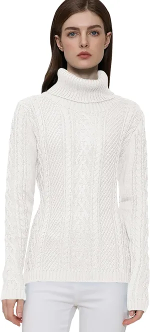 v28 Sweaters for Women Turtleneck Tunic Cable Knit Fall Winter Warm Pullover Fitted Sweater