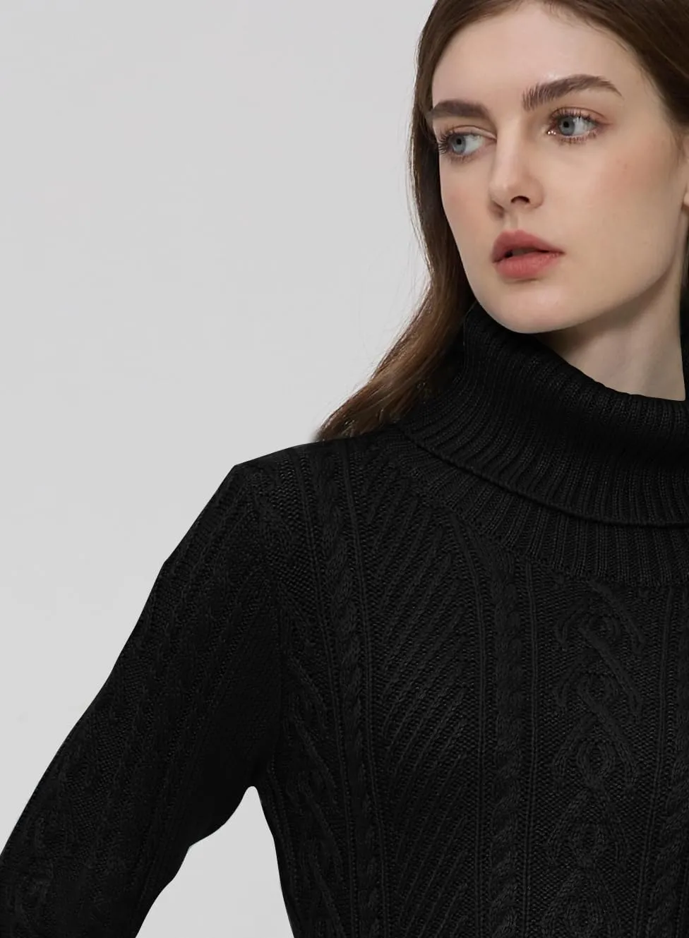 v28 Sweaters for Women Turtleneck Tunic Cable Knit Fall Winter Warm Pullover Fitted Sweater
