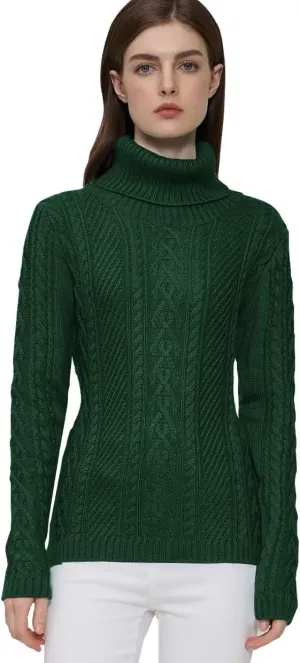 v28 Sweaters for Women Turtleneck Tunic Cable Knit Fall Winter Warm Pullover Fitted Sweater