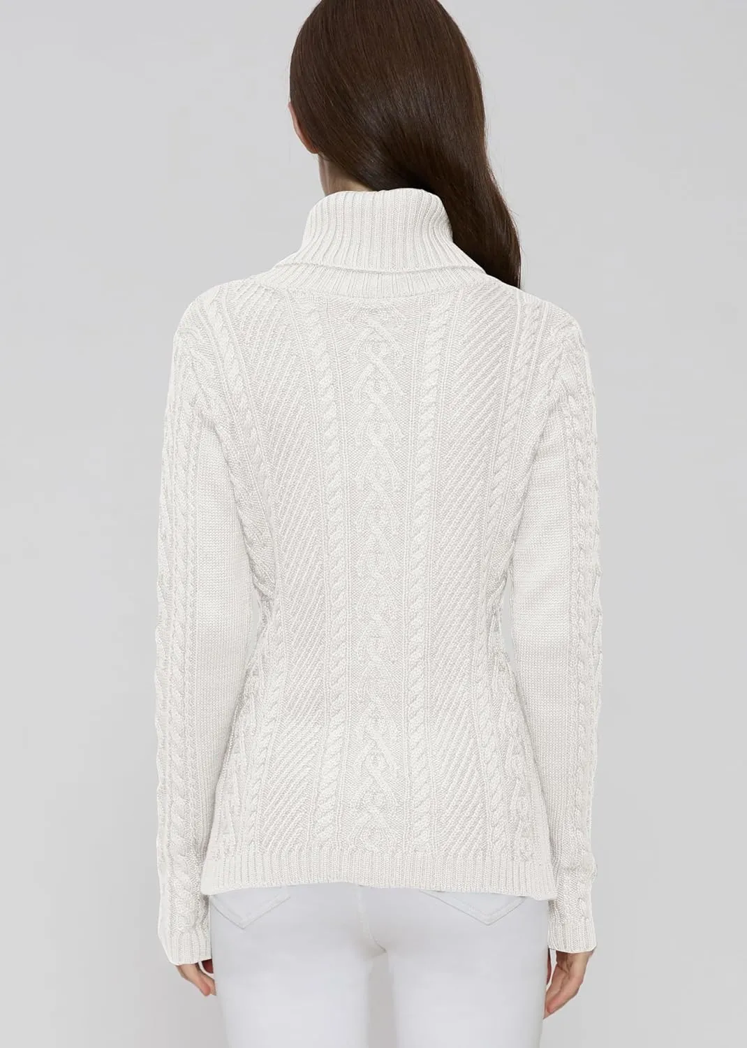 v28 Sweaters for Women Turtleneck Tunic Cable Knit Fall Winter Warm Pullover Fitted Sweater