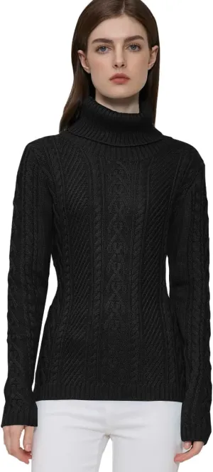 v28 Sweaters for Women Turtleneck Tunic Cable Knit Fall Winter Warm Pullover Fitted Sweater