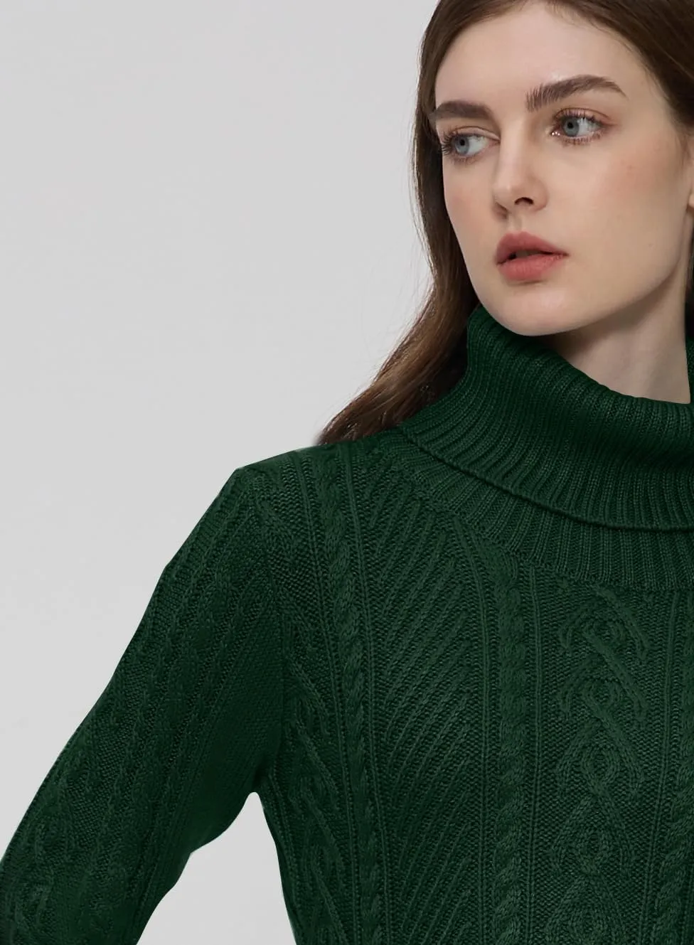 v28 Sweaters for Women Turtleneck Tunic Cable Knit Fall Winter Warm Pullover Fitted Sweater