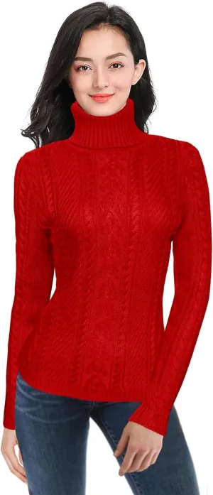 v28 Sweaters for Women Turtleneck Tunic Cable Knit Fall Winter Warm Pullover Fitted Sweater