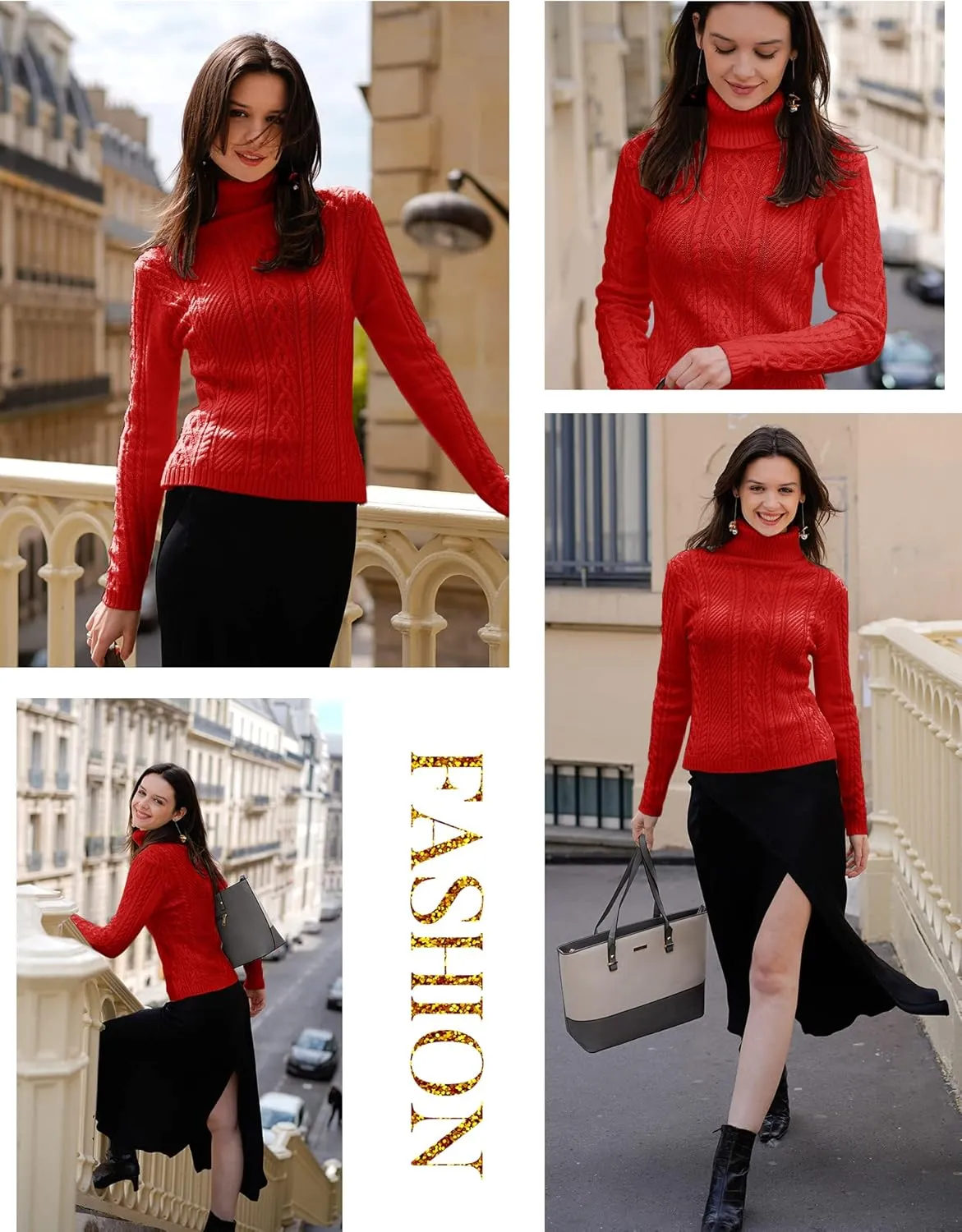 v28 Sweaters for Women Turtleneck Tunic Cable Knit Fall Winter Warm Pullover Fitted Sweater