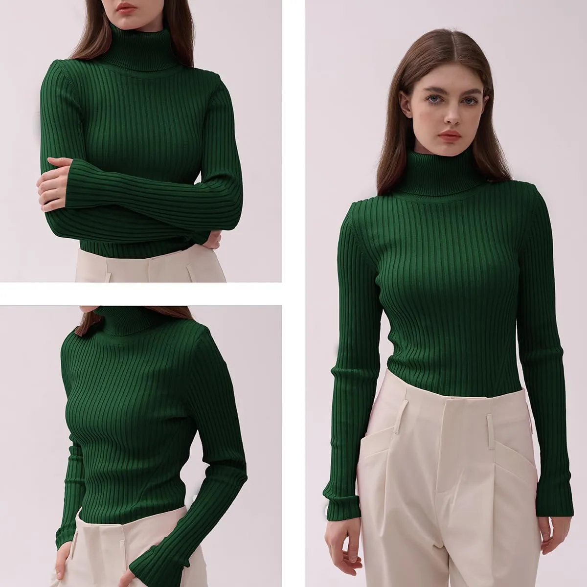 v28 Turtleneck Ribbed Sweaters for Women Cute Sexy Knitted Warm Fitted Sweater