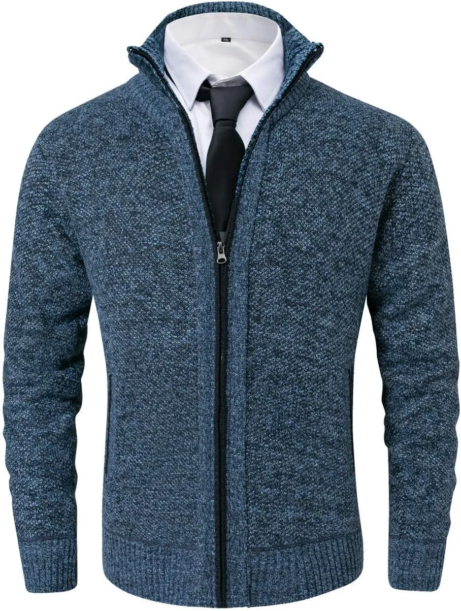 Vcansion Men's Classic Cardigan Sweaters Stand Collar Slim Fit Casual Knitted Sweater