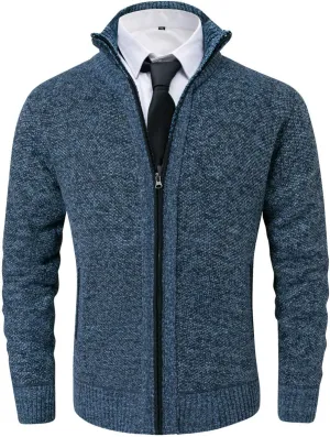 Vcansion Men's Classic Cardigan Sweaters Stand Collar Slim Fit Casual Knitted Sweater
