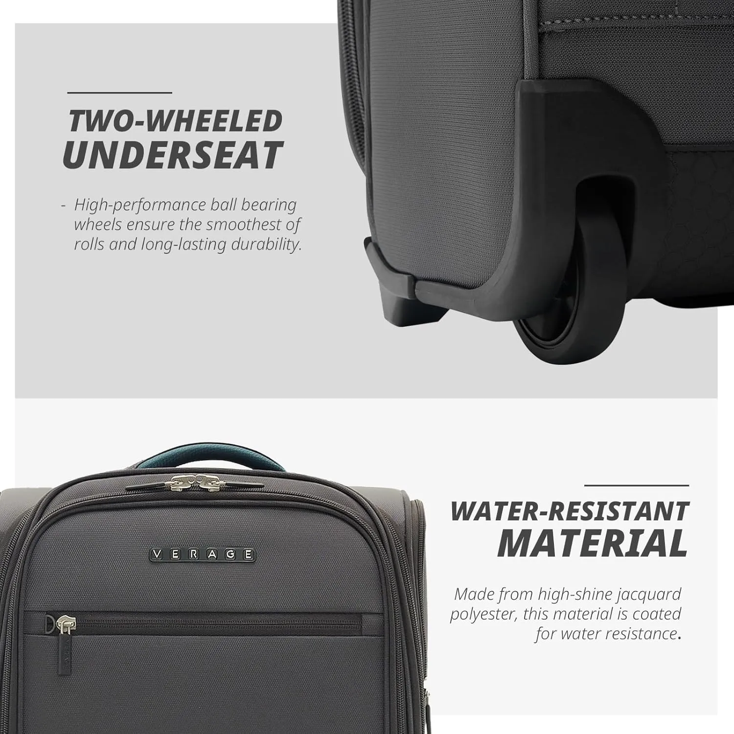 Verage Under Seat Luggage with Wheels, Softside Expanable Small Suitcase Carry On Luggage Bags for Airlines Airplanes Short Trip Men Women (Grey, 16-Inch Rolling Underseat)