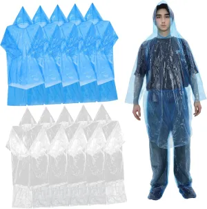 Waterproof Rain Ponchos 10 Sets Adult Rain Coats Men Women Ponchos with Hood Compact for Camping Hiking