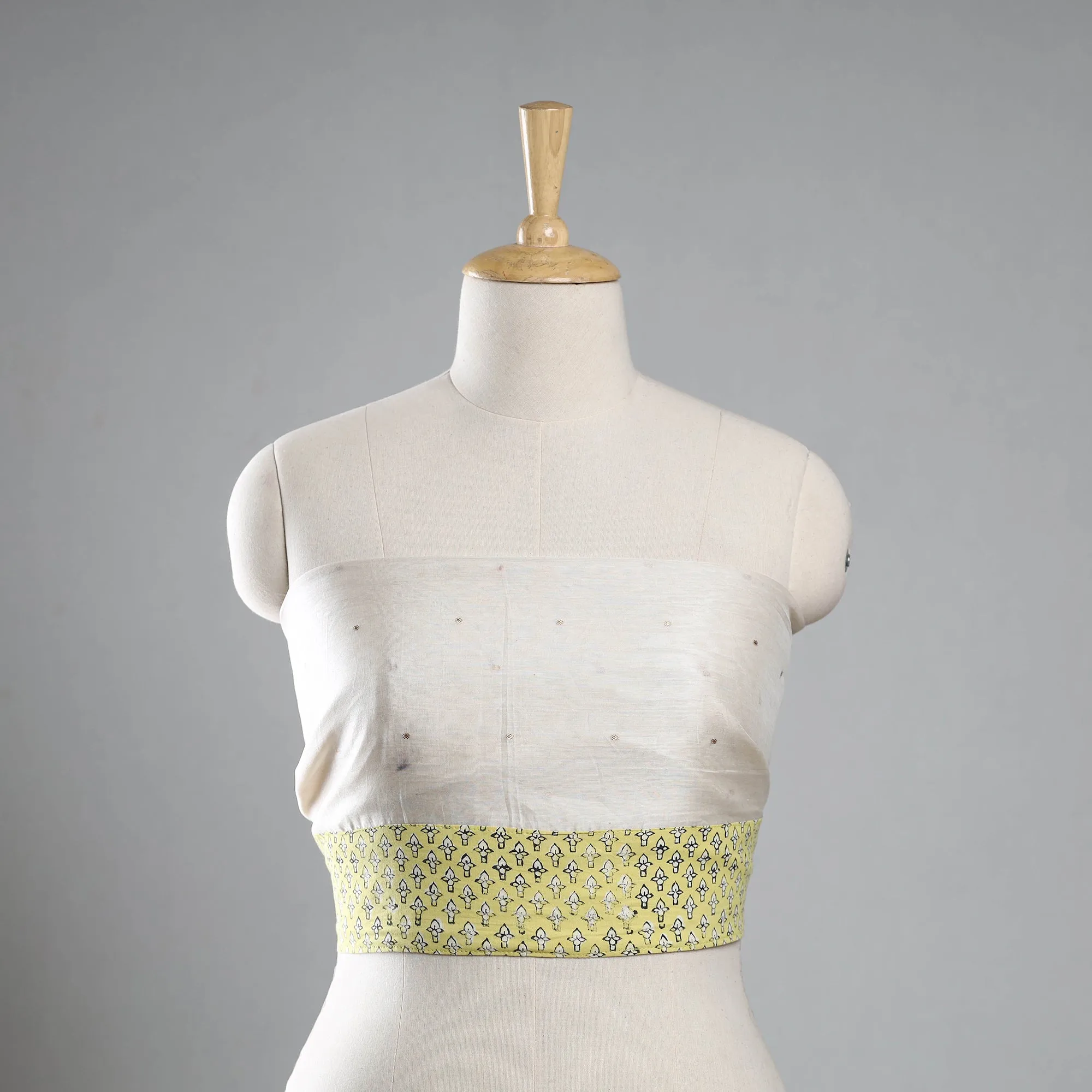 White - Chanderi Silk Zari Buti Blouse Piece 52